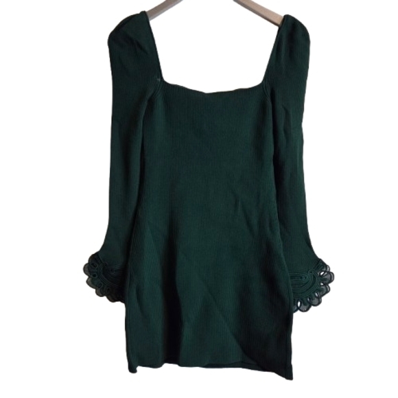 Self-Portrait Dark Green Long Sleeve Dress - Picture 3 of 4